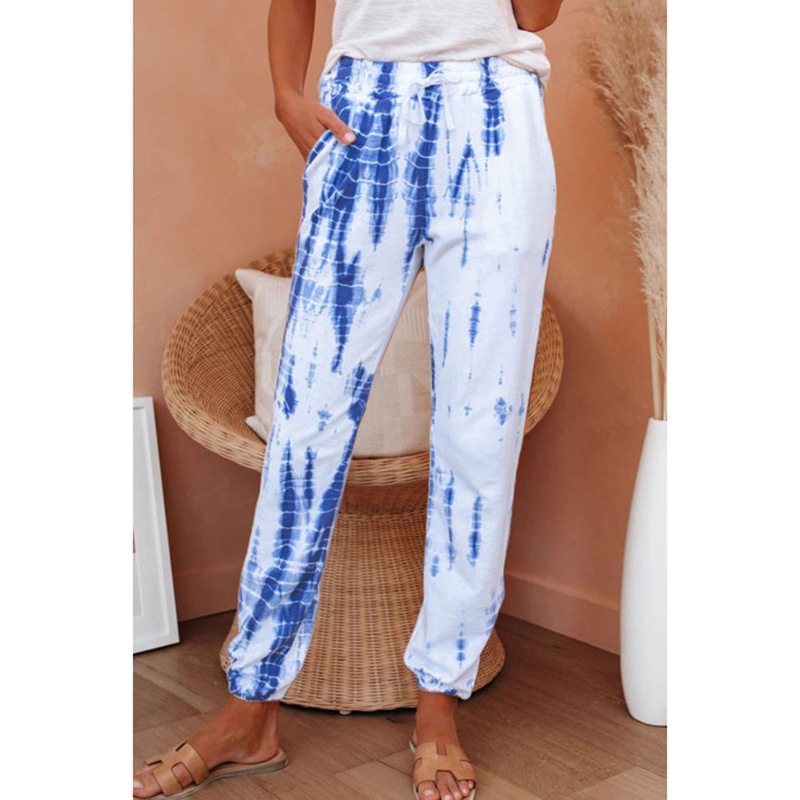 autumn new printed lace-up casual versatile trousers  NSKX5949