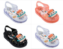 夏季新款梅丽莎同款儿童卡通凉鞋女小童包头镂空果冻软底沙滩鞋