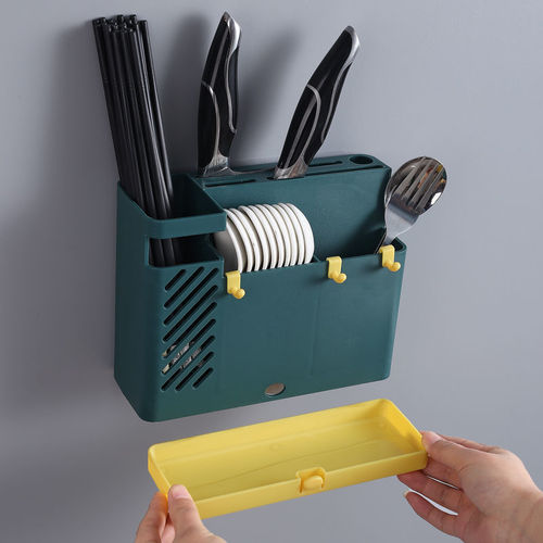 Multifunctional chopstick storage box, mildew-proof, moisture-proof and drainable chopstick cage, kitchen punch-free chopstick cage, wall-mounted