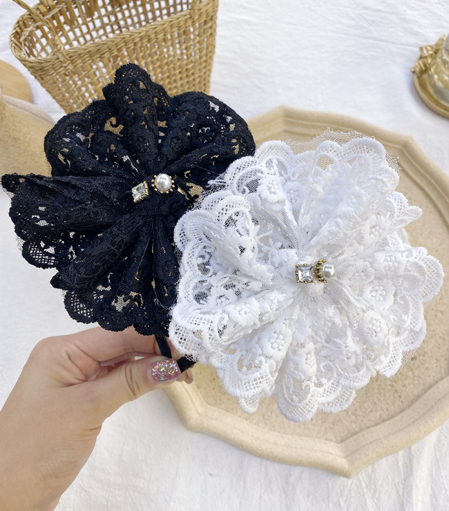 Korean Lace Pearl Bow Headband Simple Princess Hair Bundle Ladies Hair Cave Wash Wholesale Nihaojewelry display picture 6