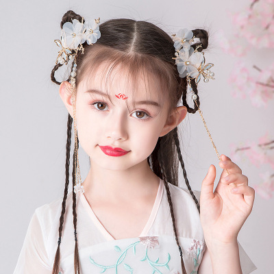 chinese hanfu hair accessory for girls Headwear of Chinese Hanfu nationality pair clip children's tassel step rocking hairpin 