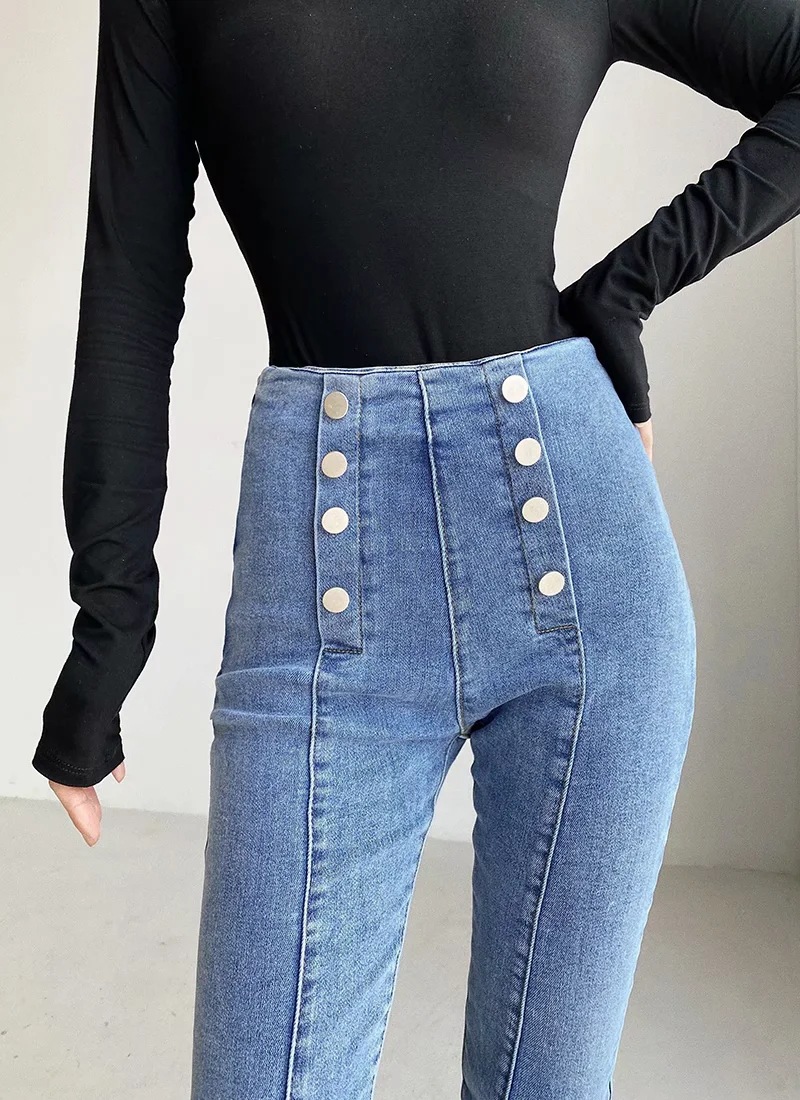 women s autumn and winter tight-fitting high-waisted denim trousers NSAC14418