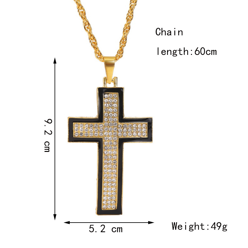 exaggerated hip hop cross necklace creative hip-hop rhinestone pendant jewelry wholesale nihaojewelr