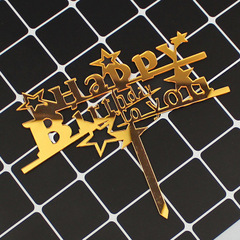 English collection birthday card manufacturers direct sales acrylic cake decorations plug-in baking ornaments flag