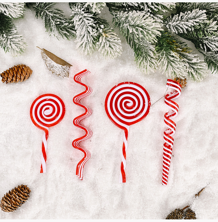 منتجات ديكور Haube الجديدة لعيد الميلاد ، حلوى إبداعية حمراء وبيضاء ، قلادة مصاصة بلاستيكية ، حلوى محاكاة display picture 9