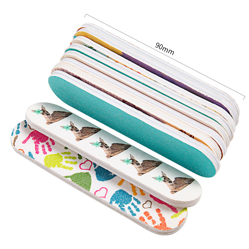 美甲海绵搓条迷你双面印花指甲锉指甲打磨修甲型工具图案随机