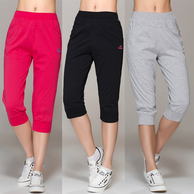 冠士薄款運動休閑七分褲女士純棉夏裝中褲大碼運動褲短褲夏天馬褲
