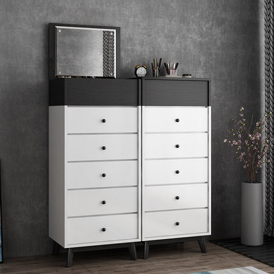 整裝六鬥櫃妝台帶鏡儲物抽屜收納多功能邊櫃臥室板式北歐輕奢家具