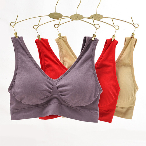 Mother's underwear women's bra middle-aged and elderly vest-style no rims than pure cotton push-up large size sports thin bra