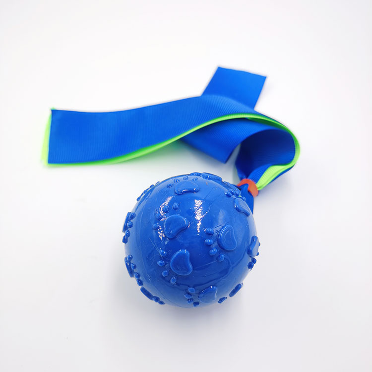 Nuevo suministro directo de fábrica Amazon mascota perro sonido juguete interactivo mordedura-resistente TPR cinta Bola de juguete al por mayor