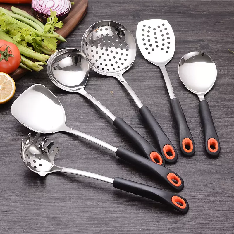 创意防烫黑电木柄不锈钢厨具六套酒店家用汤勺漏铲饭勺锅铲批发
