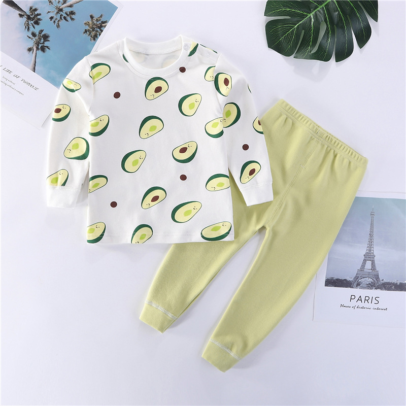 新款春秋中小童弹力纯棉家居服套装男宝宝睡衣女童冬季打底内衣|ms