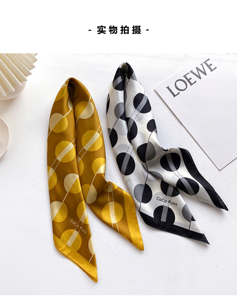 Wave Dot Fashion Retro Imitation Silk Small Square Scarf display picture 13