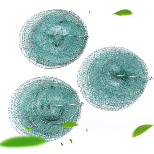 Multi-ring fish protection stainless steel ring folding rubberized fish protection positioning black pit fishing net bag fishing gear fishing fishing net bag fish basket
