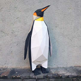 创意现代几何企鹅 3D纸模家居摆件 手工DIY材料包ins装饰材料