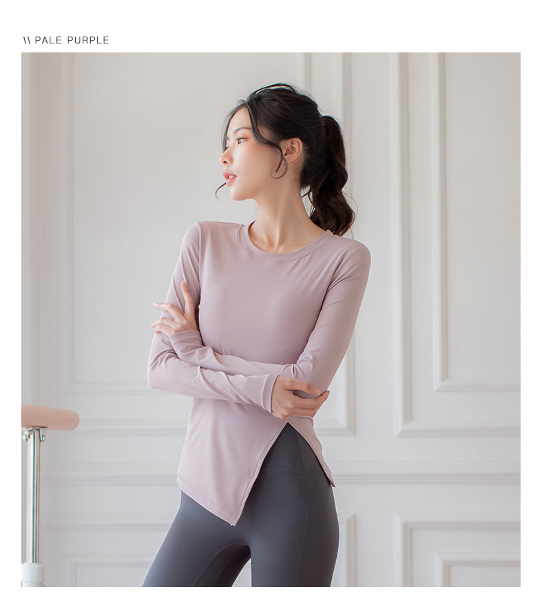 high stretch ribbed slit ends long-sleeved yoga top nihaostyles clothing wholesale NSZHE85450