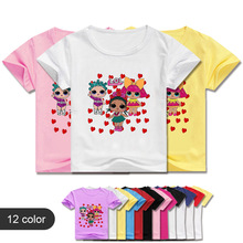 外贸童装女童夏日韩风时尚洋气电商卡通娃娃短T短袖T恤T038