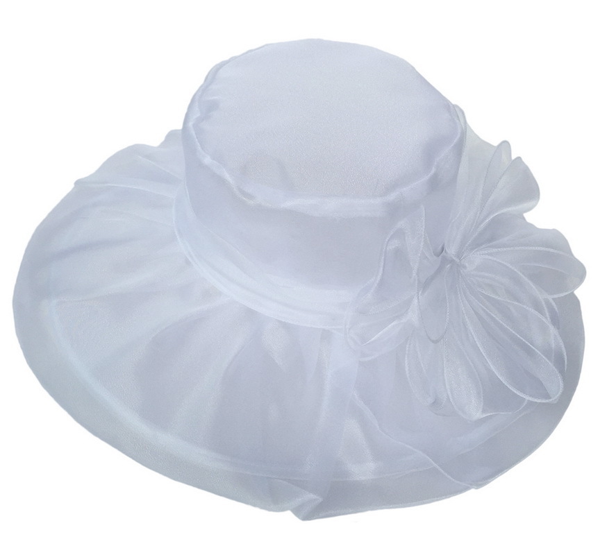 Summer Season Women's Elegant Solid Color Flowers Wide Eaves Fedora Hat