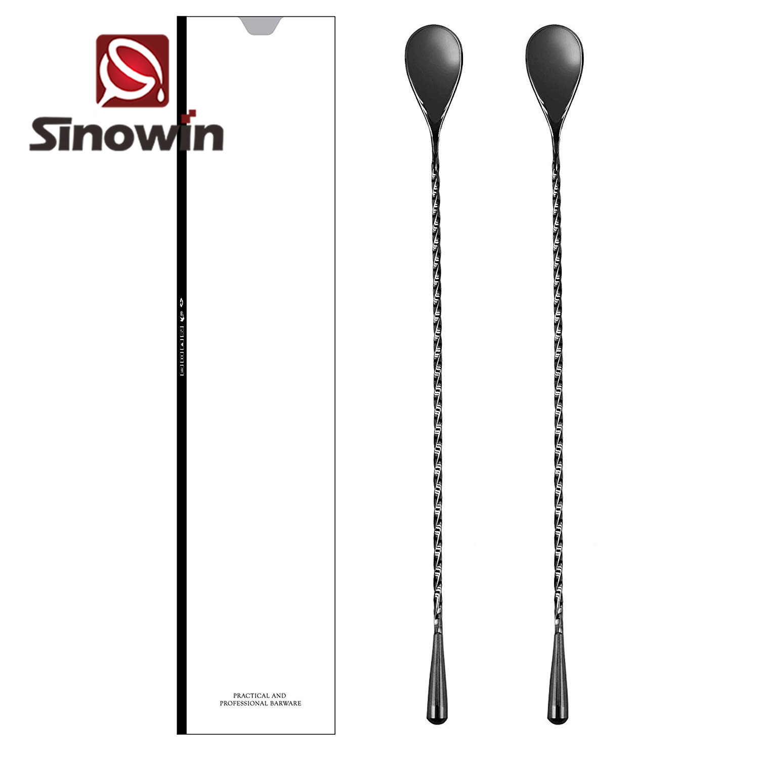 Cocktail mixing stick stainless steel drop-shaped