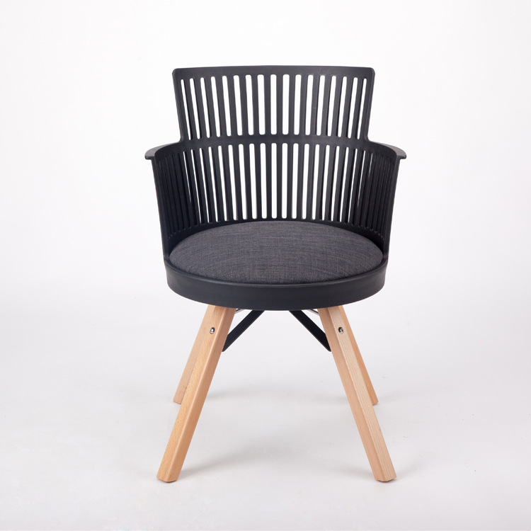 简约北欧椅子塑木个性创意休闲椅餐椅舒适坐垫现代靠背椅电脑椅
