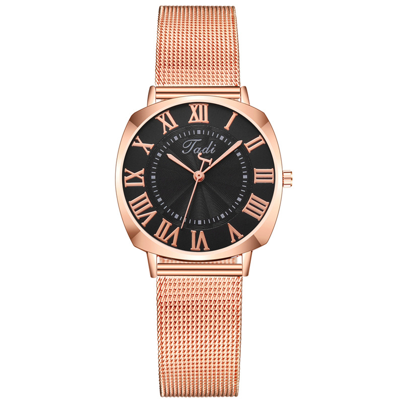 New Starry Sky Sparkling Pink Square Large dial Simple Lazy Mila Alloy Mesh Belt Women's Quartz Watch_voghion.com
