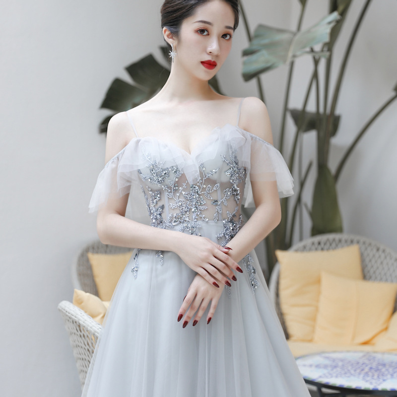 廠家直接跨境外貿新款晚禮服宴會時尚婚慶連衣裙長款主持晚裝年會