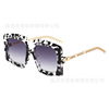 Metal chain, sunglasses, fashionable trend square glasses, 2021 collection, European style