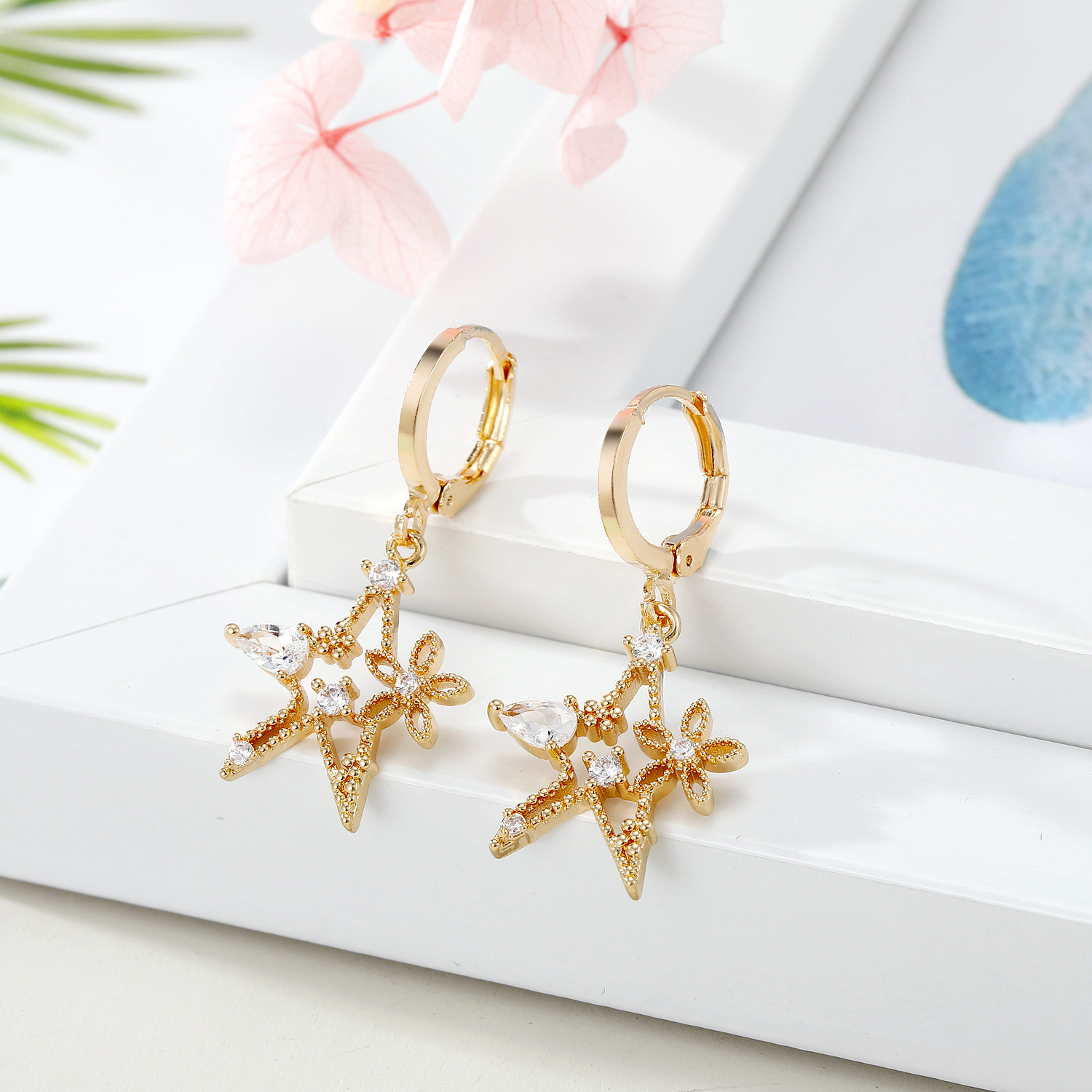 Women'S Gender Retro Fashion Ethnic Style Copper Artificial Gemstones Earrings