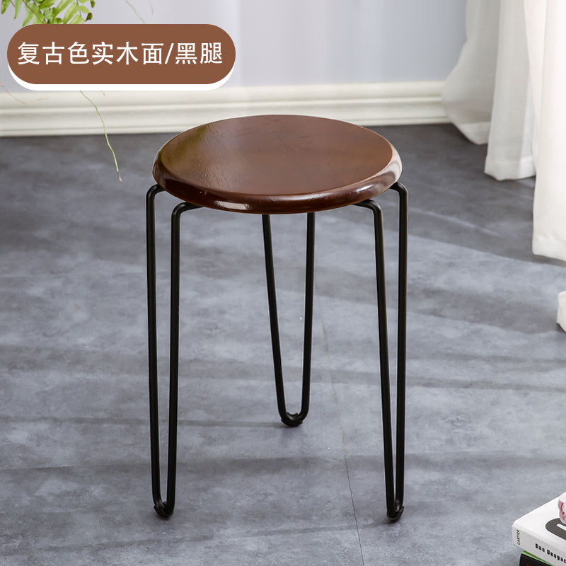 Taburete de hierro simple para cambiar zapatos, taburete redondo bajo, taburete creativo para mesa de centro de sofá, taburete de restaurante de estilo americano, taburete de hierro creativo nórdico. image 10