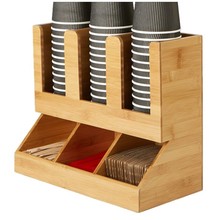 杯子收纳架竹制咖啡胶囊收纳盒竹一次性纸杯收纳架茶叶糖包整理盒