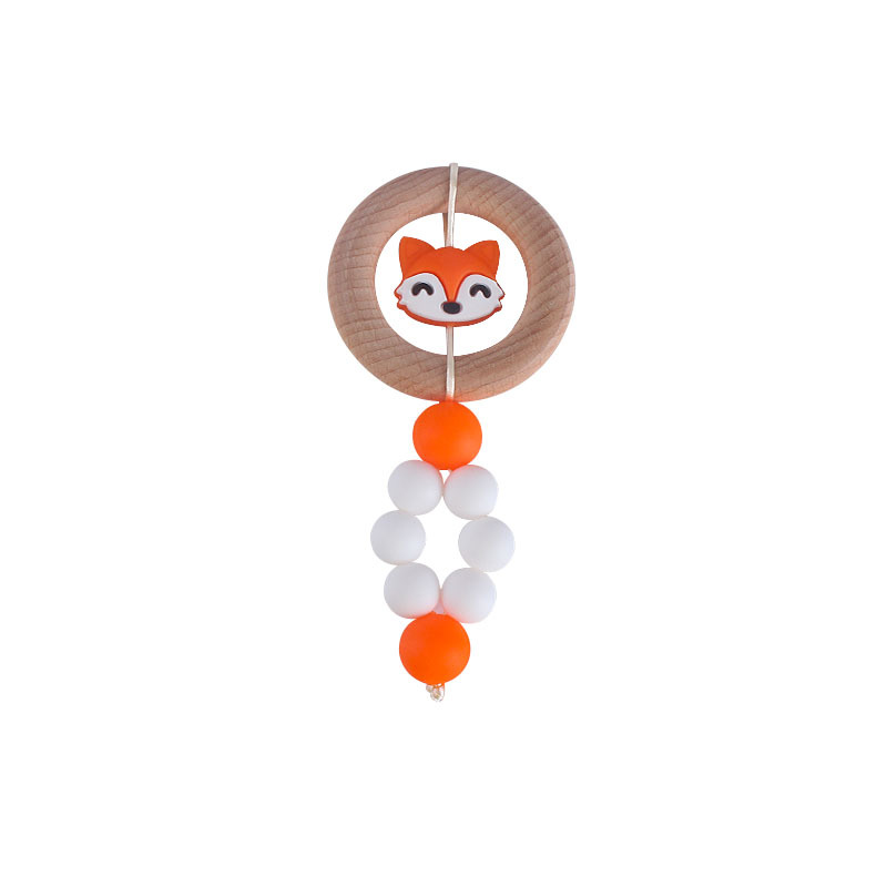 Bebé creativo Beech anillo juguete teether nueva historieta Fox silicona teether palo Amazon caliente