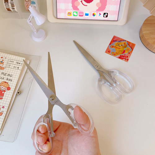 Korean ins style simple transparent scissors home student scissors office account cutting stationery scissors diy paper scissors