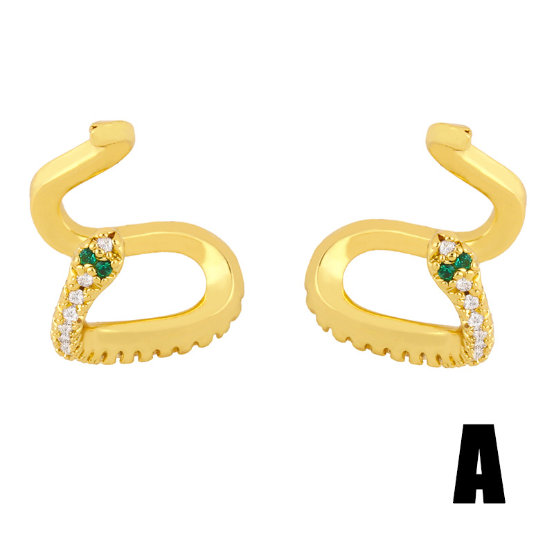 New Trendy Fashion Ear Clip Snake C-shaped Ear Bone Clip Snake  Copper Earrings Nihaojewelry display picture 4