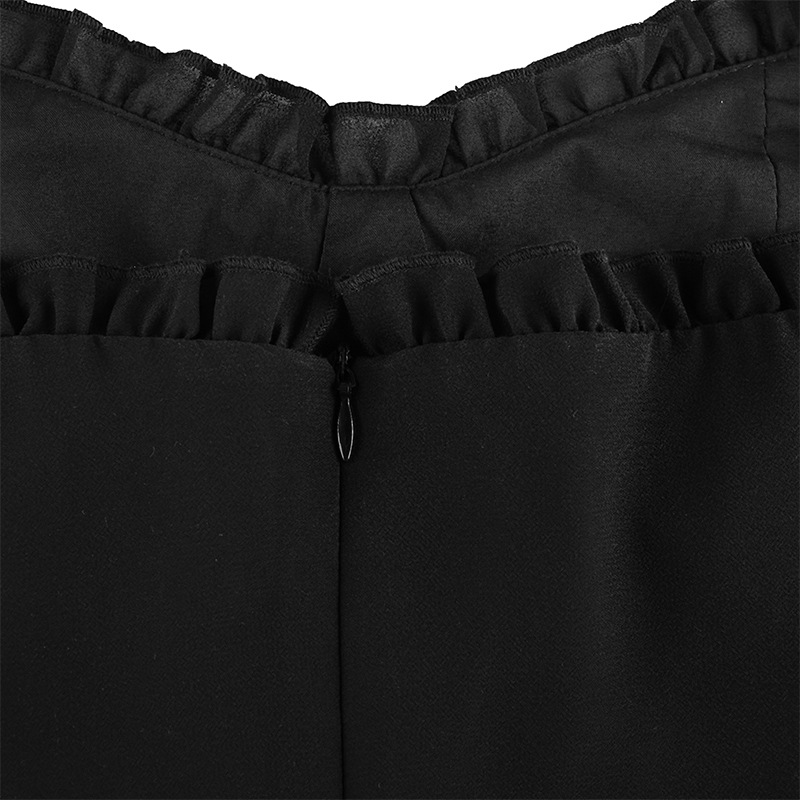 summer new black lotus leaf slim suspender skirt NSLQ58630