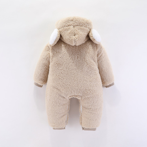 Baby footed one-piece panto suit, cotton jacket, crawling suit, winter hat, long-sleeved, thickened, with hat for babies in autumn and winter