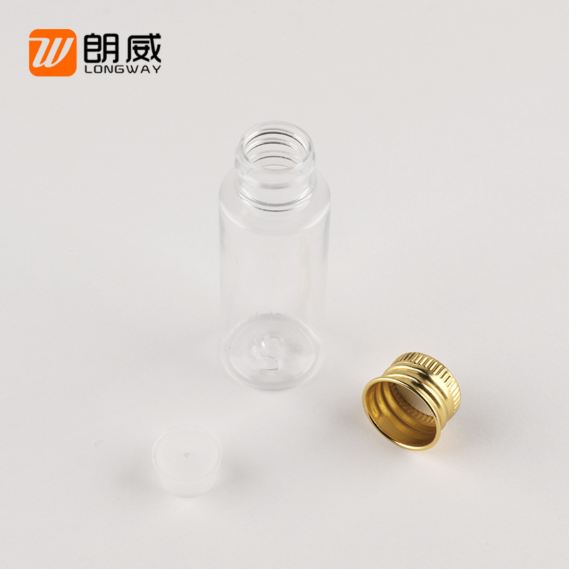 20ML hombro plano cubierta de aluminio botella PET botella cosmética agua cosmética material de embalaje de plástico sub-botella cubierta de aluminio botella
