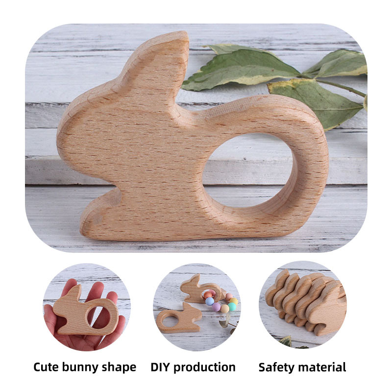 Nuevo bebé conejo haya juguete mordedor bebé molar teether pezón cadena pulsera DIY accesorios de la joyería