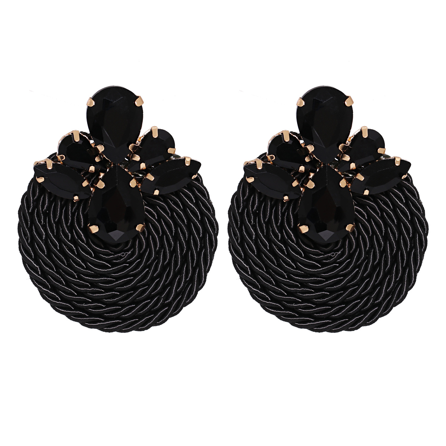 Korean New Fashion Wild Rhinestone Geometric Round Exaggerated Card Earrings display picture 20