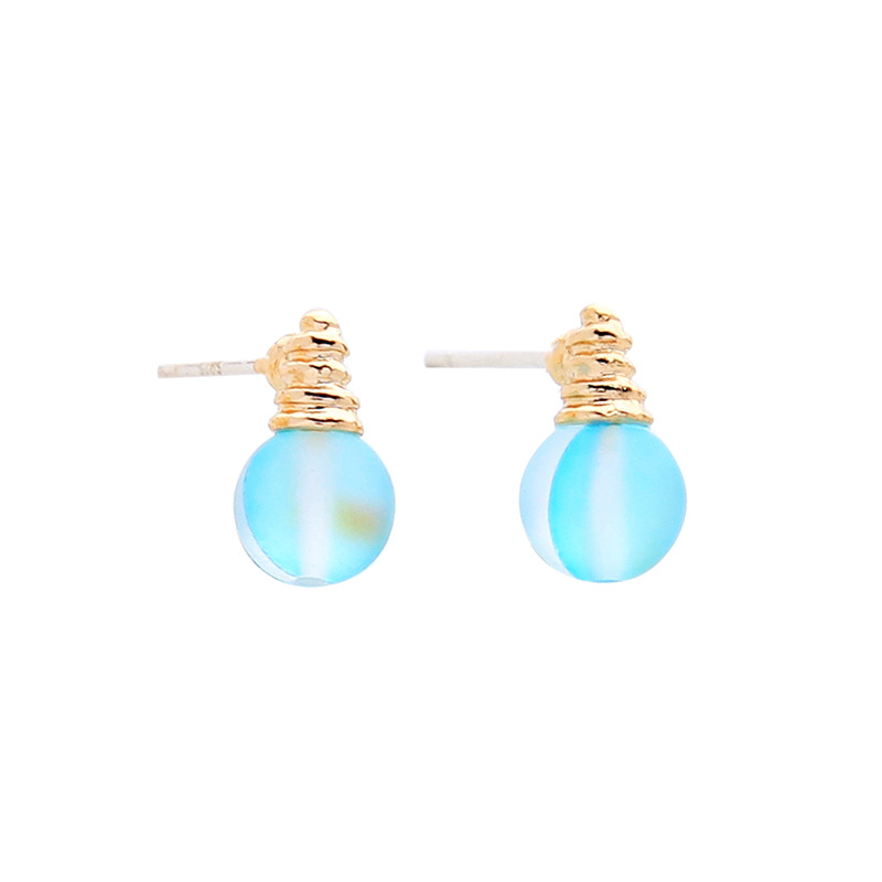 Korean S925 Silver Needle Earrings Temperament Wild Earrings Women Geometric Bright Light Bulb Earrings Wholesale display picture 3