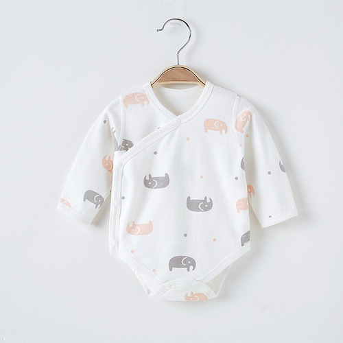Baby wraps, spring, autumn and winter pure cotton one-piece clothes, newborn baby monk clothes, triangle clothes, crawl clothes, autumn clothes