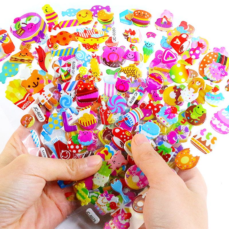 Manufactor Direct selling children Cartoon comic Sticker candy Food hamburger Puzzle Early education kindergarten Bubble stickers JC