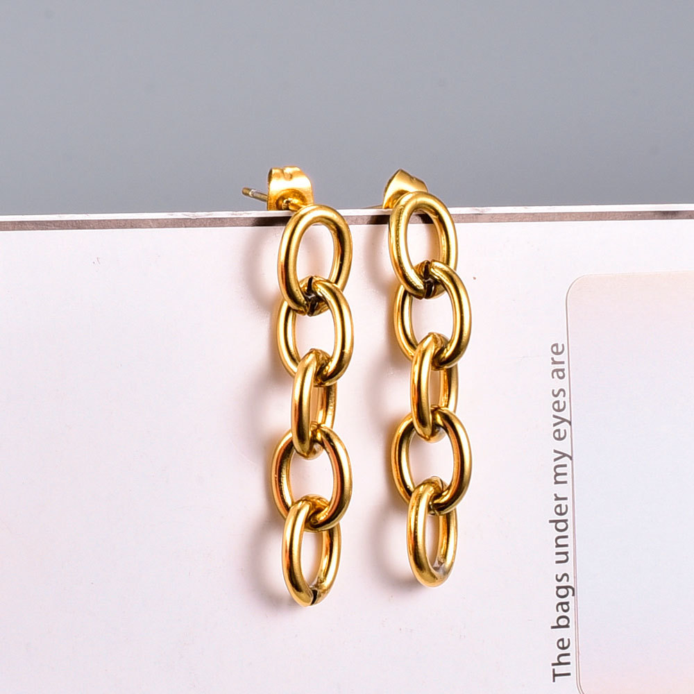 Wholesale Jewelry Retro Long Chain Titanium Steel Earrings Nihaojewelry display picture 4