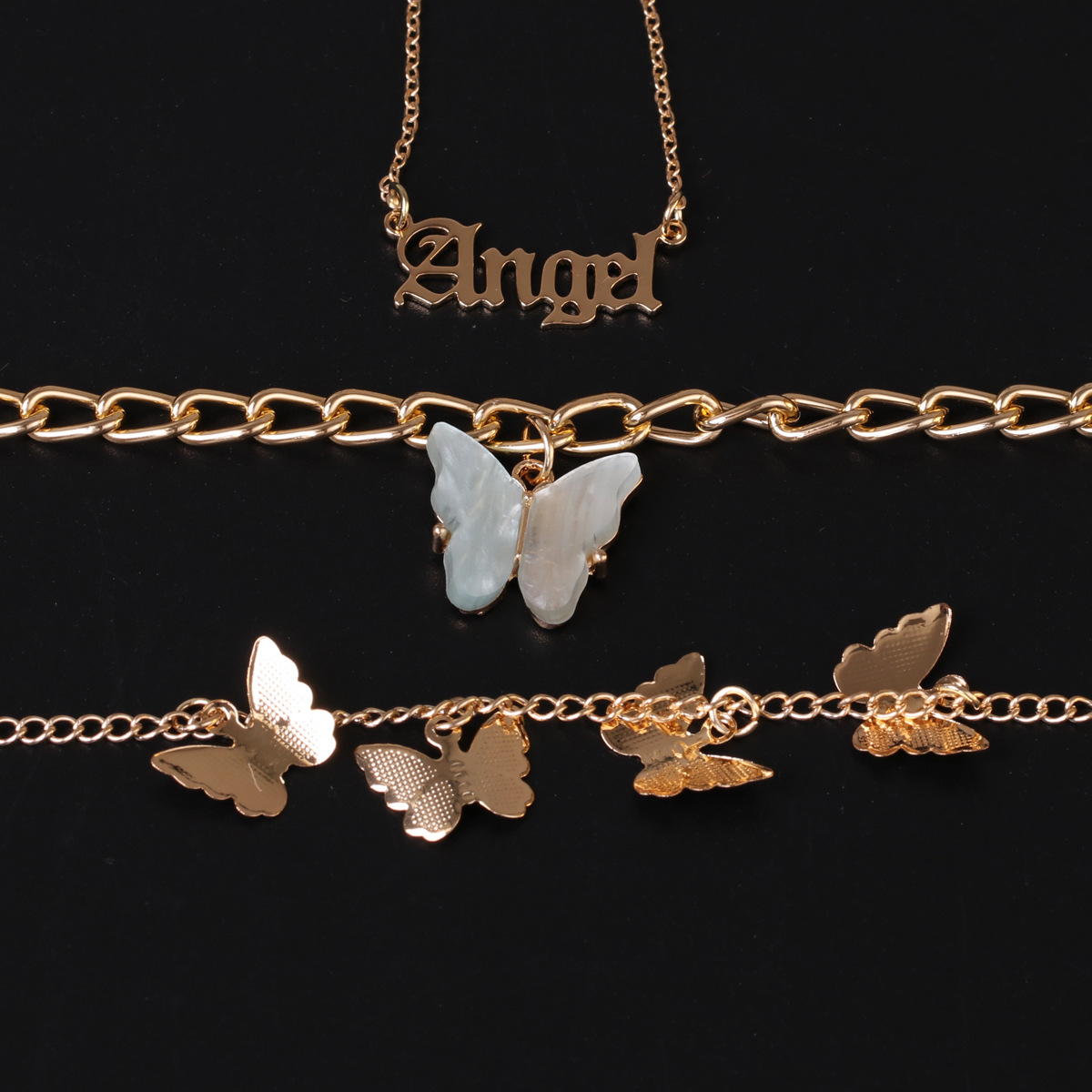 Fashion Butterfly Simple Three-piece Chain Alloy Butterfly Anklet For Women display picture 9