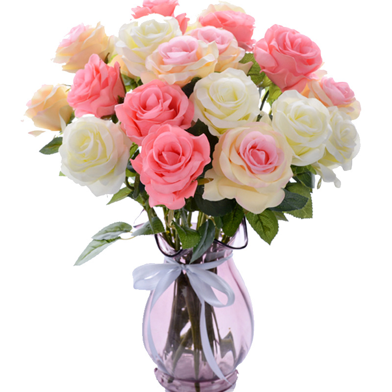 Espacio gran diámetro ola bola Rosa material Rosa solo flor artificial hogar Decoración de la boda