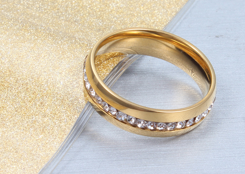 Simple Style Geometric Titanium Steel Rings Inlay Zircon Stainless Steel Rings