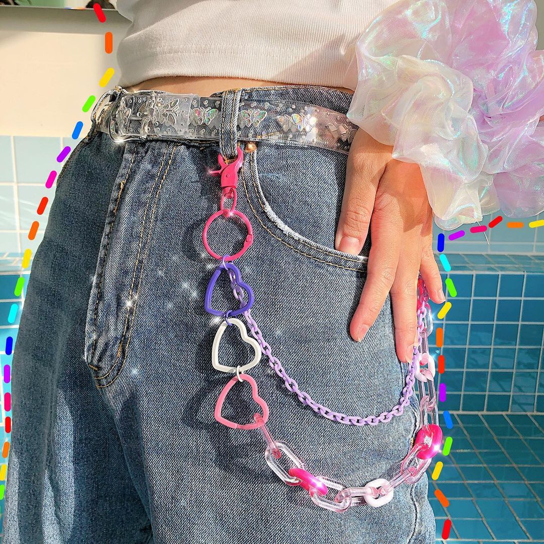 Hip-Hop Heart Shape Flower Plastic Women's Chain Belts display picture 1