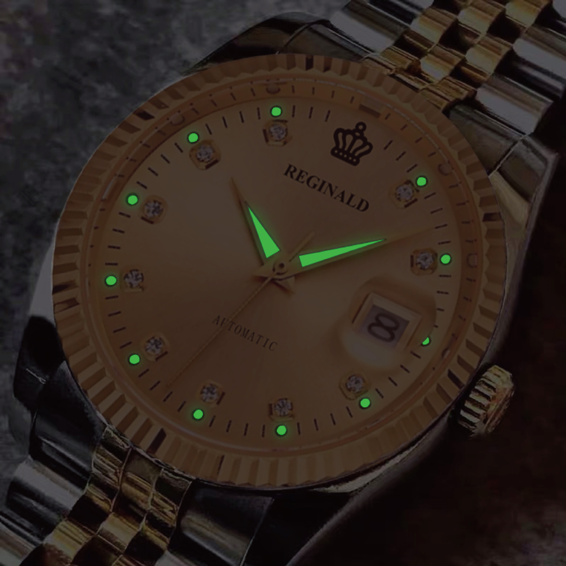 Orologio uomo automatico meccanico acciaio oro retro calendario_voghion.com