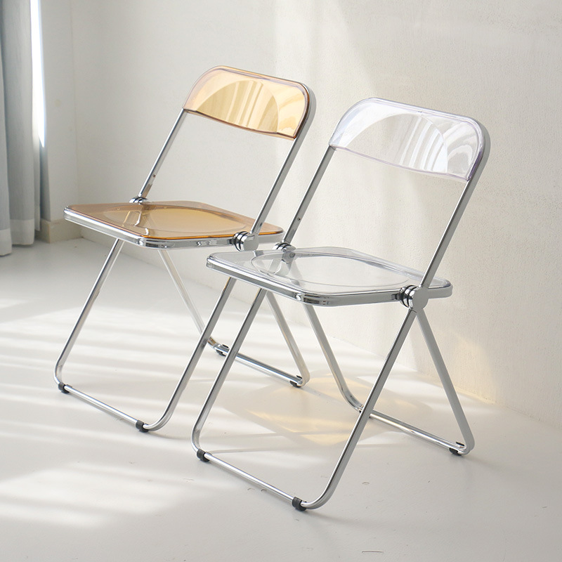 Internet Celebrity Transparent Folding Chair Dining Chair Acrylic Crystal Plastic Chair Designer Photo Negotiation Chair Chair