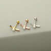 Accessory, zirconium from pearl, screw, earrings stainless steel, physiological piercing, suitable for import, Korean style