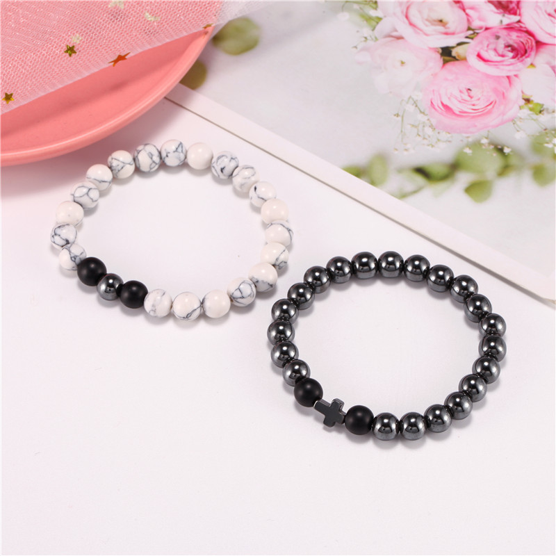 New Fashion Black Iron Bracelet Cross Elastic Bracelet Set Wholesale display picture 7